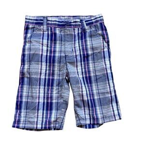 Youth Boys Kid Zone Madras Plaid Casual Shorts - Sz 6